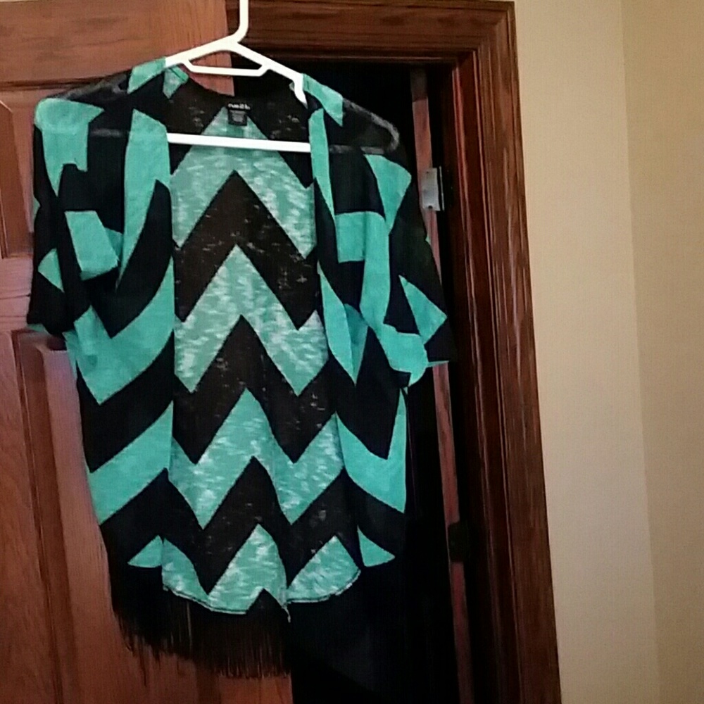 Rue 21 Teal green/navy short sleeved cardigan
